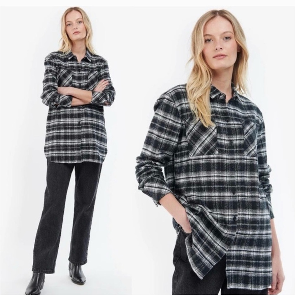 Barbour Cotton Black and White Women's  Flannel